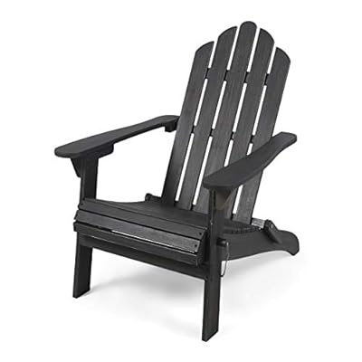 Christopher Knight Home Cara Outdoor Foldable Acacia Wood Adirondack Chair, Dark Gray Finish