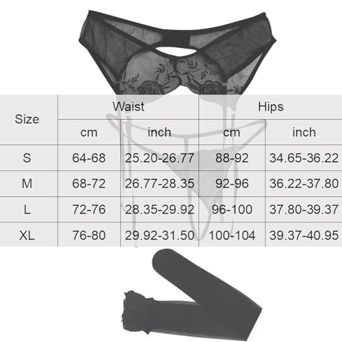 MIZSPISE Sexy Strapsgürtel Damen Strumpfhalter Strapsen Dessous Set Für Damen Mesh Strapshalter Garter Belt Strumpfgürtel (Schwarz, L)