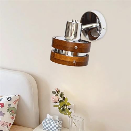 Lámpara de pared de madera giratoria para mesita de noche pequeña 5
