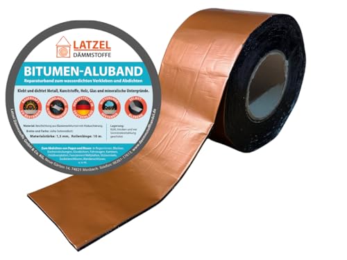 Bitumen taśma aluminiowa taśma naprawcza taśma uszczelniająca kolor miedź 200 mm — rolka 10 metrów. Made in Germany.