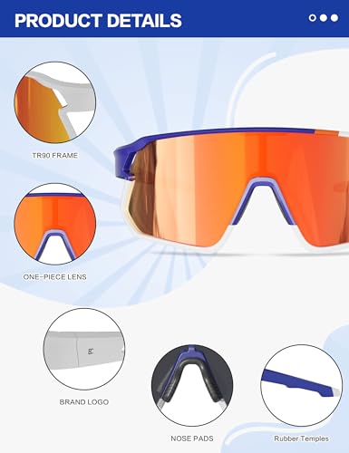 BIRCEN Polarized Baseball Sunglasses for Sports: TR90 Lightweight Running Sunglasses Cycling Glasses for Outdoor — view 4