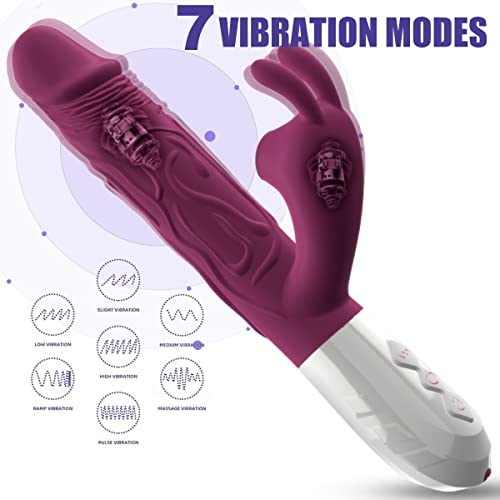 Realistic Rabbit Vibrator Dildo For Women Vaginal Health G Spot Vibrator With Bunny Ears 7 Vibrations,Waterproof Clitoral Stimulator For Beginners Heated Rechargeable Adult Sex Toys #TOP1