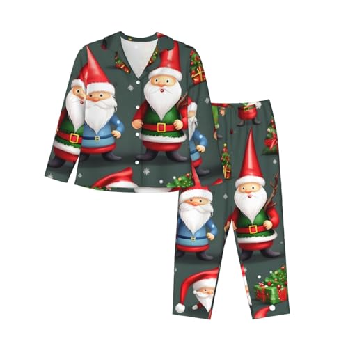 Pijama de gnomos de Navidad para mujer conjunto de dos piezas térmico contra el frío nocturno