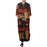 Atmungsaktiver muslimischer Kaftan-Mantel mit langen Ärmeln mit muslimischen Buchstabenmuster für Herren, A, 4X-Large