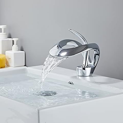 Chrome Brass Waterfall Bathroom Tap with Switch Cover