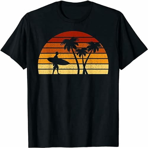 Vintage Sunset Surfing Gift for Surfers Cool Style Gift Shirt T-Shirt Black 3XL