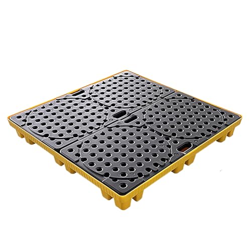 SaryEdge Modular Spill Containment Pallet with Flat Top Grating, Stackable Polyethylene Drum Pallet for Industrial Oil Leak Prevention,47.64x47.64x5.91in,47.64x47.64x5.91in