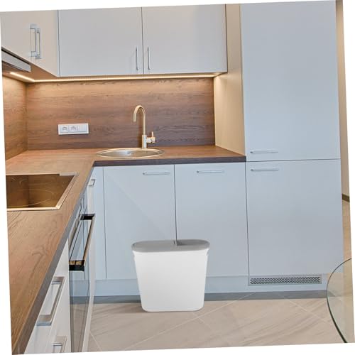 Caneca de basura rectangular con tapa blanca para baño y cocina miniatura 3