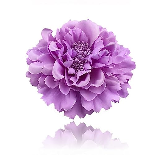 Pinza flor peonía bohemia color lila claro miniatura 1