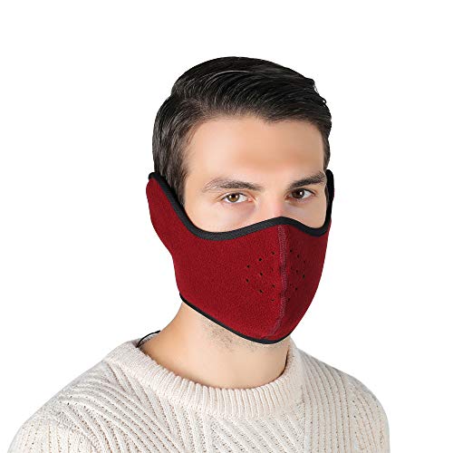 Unisex Winter Ski Mask Outdoor Protect Face Cover Earmuffs Balaclava Cycling Bicycle Motorcycle Mask (Red) - Thumbnail 2
