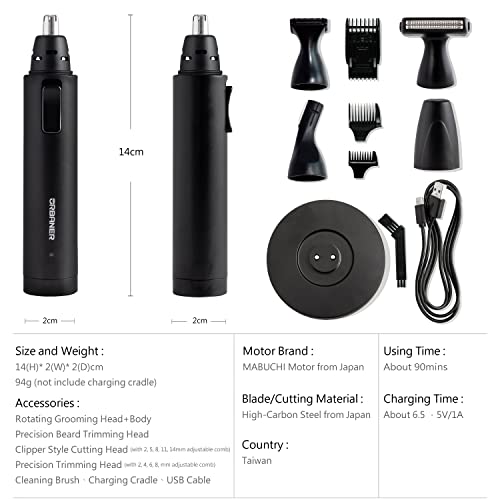 Urbaner Rechargeable 4-In-1 Facial Hair Grooming Kit For Men, Waterproof Ear And Nose Hair Remover, Painless Eyebrow Trimmer, Wet And Dry Use Beard Styler, Portable Beard Shaver, Mb-990 #TOP6