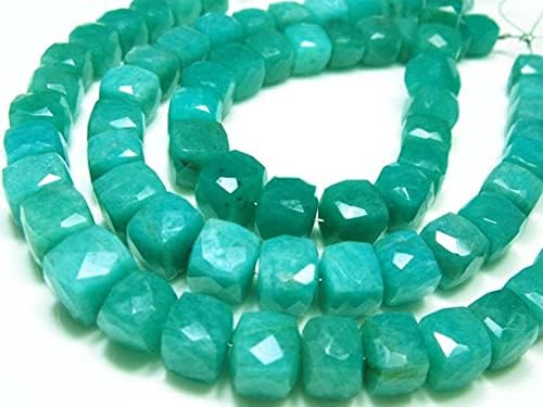 Amazonite bleue AAA perles cubes facettées haut de gamme pour création bijoux