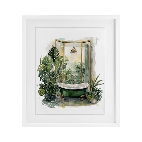 Affiche encadrée Baignoire oasis tropicale pour une salle de bain zen