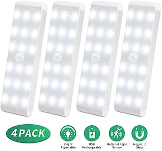 LED Closet Light,18-LED Dimmer USB Rechargeable Motion Sensor Closet Light Under Cabinet Wireless