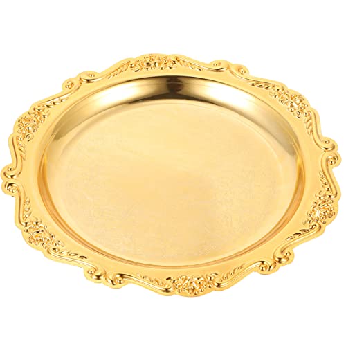 Plato decorativo redondo en metal color dorado