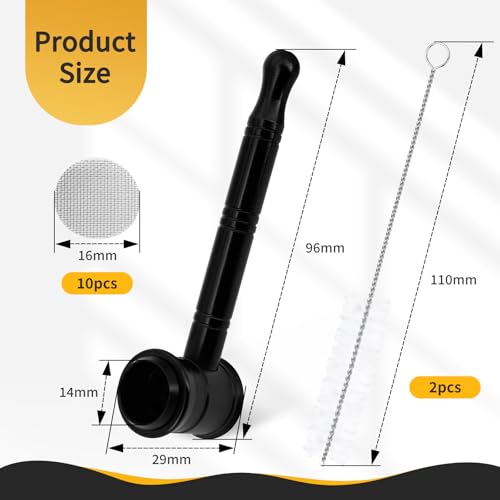Pfeife mit Edelstahlsiebfiltern und Reinigungsbürsten - Pfeifen Metal Zerlegbare mit 10 Bong Sieb, 2 Pfeifenreiniger, Kompakt Tragbar, Langlebig und Pflegeleicht, Ideal als Geschenk für Vater, Freunde