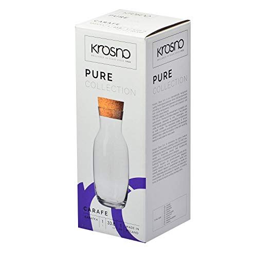 Image of KROSNO Water Carafe with Cork Stopper, 33.8 oz, Oz,Pure Collection