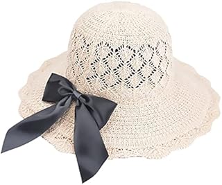 JAOAJ Womens Sun Wide Brim Straw Hat UV Protection-Foldable Summer Beach Hat-Ladies Summer Sun Hat