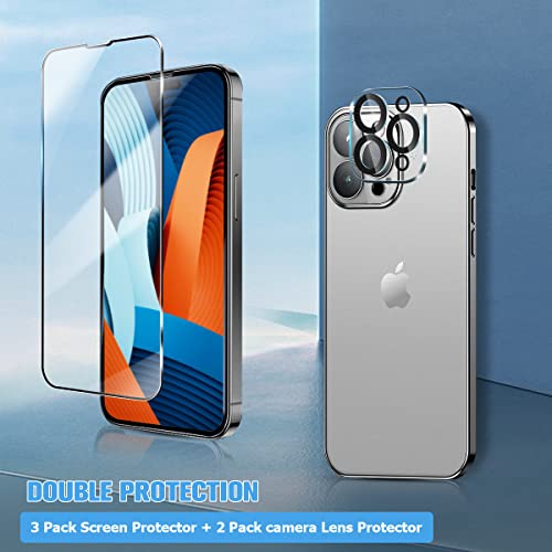 3+2 Pack Screen Protector Glass And Camera Lens Protector,For Iphone 14 Pro 6.1",Hd Tempered Glass And Camera Lens Protector 9H Hardness, Scratch Resistant, Easy Install,Bubble Free,Case Friendly #TOP1