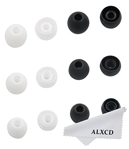 ALXCD Eartips for Sony in-Ear Headphone, (S/M/L) 6 Pair Silicone Replacement Ear Tips Cushion, Fit for Sony MDR XBA Series in-Ear Headset MDR-XB50AP XBA-H1 etc.[Black/White]