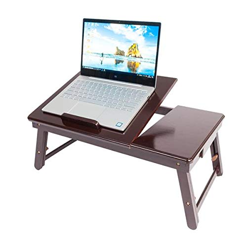 Laptop Bed Tray Multi Tasking Bamboo Lap Desk, Folding TV Tray Table, Smartphone Tablet Lap Tray for Homework Study Reading Eating Food Tray Table Dark Coffee