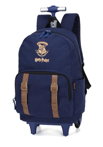 Mochila Juvenil de costas e Rodas Harry Potter - Luxcel Cor:Azul