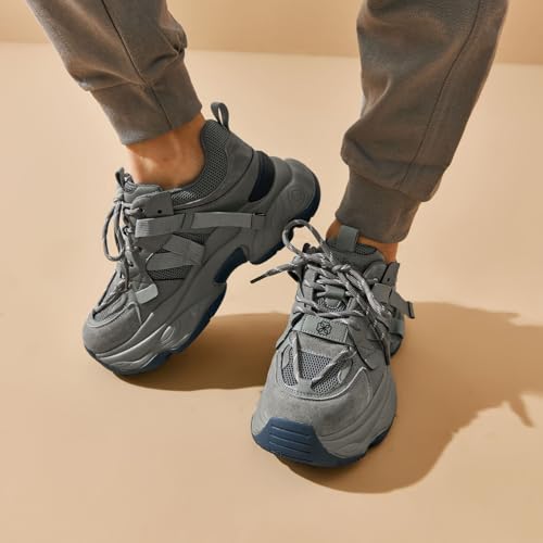Image of BEAU TODAY Womens Chunky Sneakers, Casual Platform Sneakers for Women | Breathable Mesh, Lace Up, Cushioned, Fashion Casual, Platform, Non-Slip Durable, Walking Running Gym Dad Sneakers
