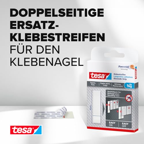tesa Powerstrips Tapete & Putz - 1 kg - 3 x 6 doppelseitige Klebestreifen – Ansicht 2