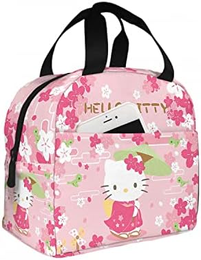 Pink Cat Insulated Lunch Bag Women or Girls,Waterproof and Reusable Lunch Tote for Women/Men/Office/Children/School Picnic,High Capacity Cartoon Cute Lunch Bags for Women or Men