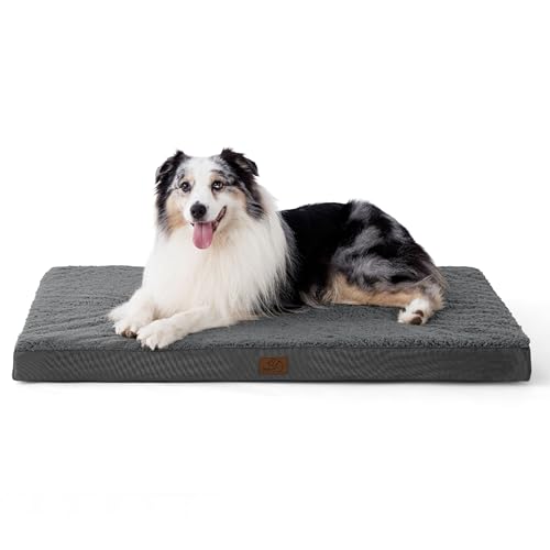 BEDSURE orthopädisches Hundebett Grosse Hunde - 104x74x9cm Hundekissen flauschig Hundematte waschbar Hundematratze in dunkelgrau für große Hunde