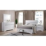 Galaxy Home Furnishings Matrix Traditional Style Full 4 PC Storage Bedroom Set Made with Wood in White