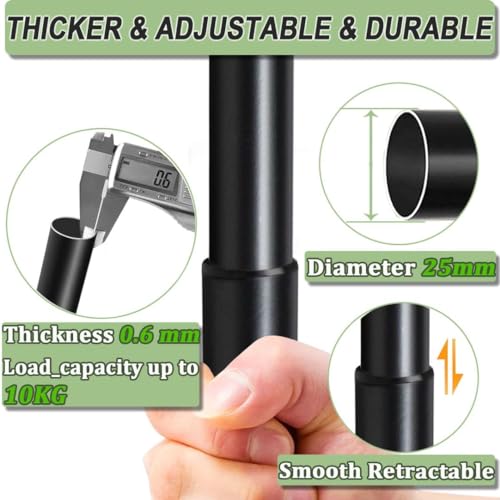Venwemong Bastone Tenda Estensibile Bastoni Per Tende Moderni Bastone Per Tende Regolabile Asta Per Tende Con Terminali E Staffe Aste Per Camera Da Letto Soggiorno, Nero(90-175Cm) - 4