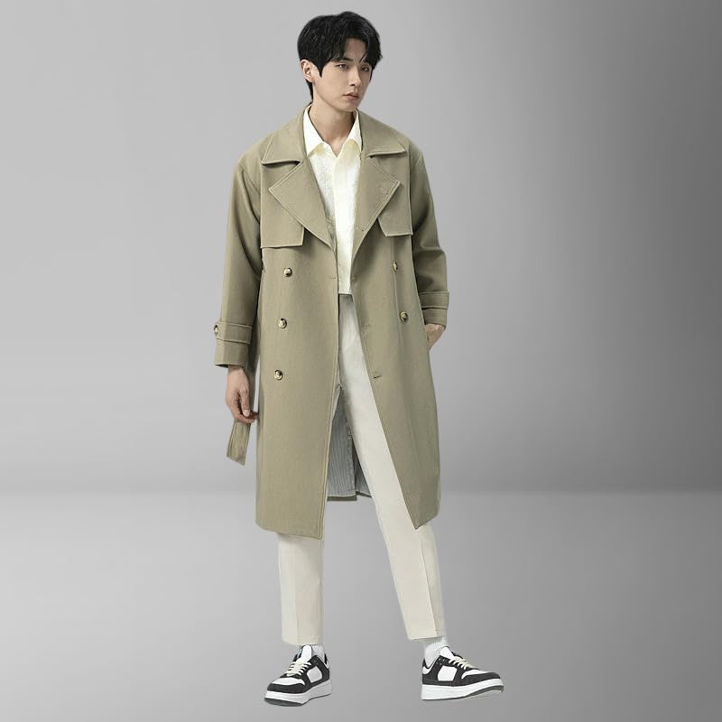 Trench long noir pour homme XL coupe ample style coréen