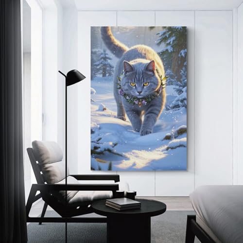 Cuadros modernos de Chartreux para decoración de sala de estar lienzo de 50x75cm 3