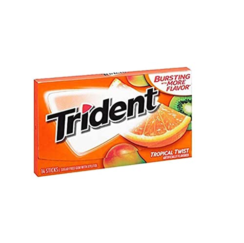Image of Trident Sugar Free Chewing Gum Tropical Twist Flavor 14 Sticks, 26 G