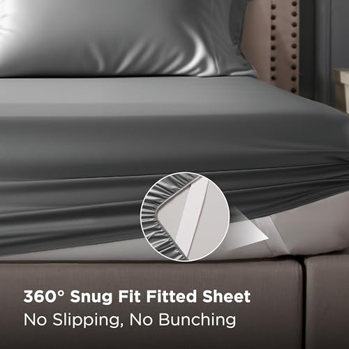 Image of Bedsure Satin Sheets Full Size, Soft Silky Bedsheets for Hair & Skin