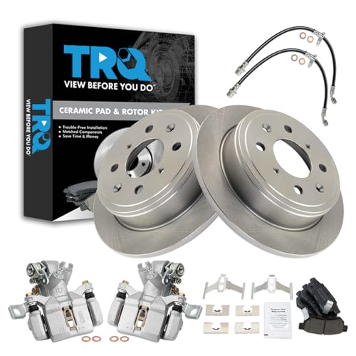 Image of TRQ Rear Brake Pad and Rotor Set Ceramic Calipers Compatible with 1992-1994 Honda Civic