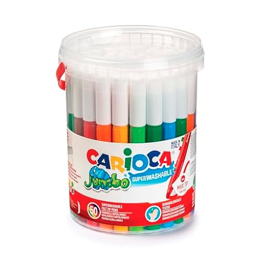 Carioca JUMBO BOTE con ASA, 42312 - Bote de Rotuladores Punta Maxi Super Lavables, 50 Unidades, Multicolor | Ya disponible en tu tienda friki favorita! En mundofriki.es!