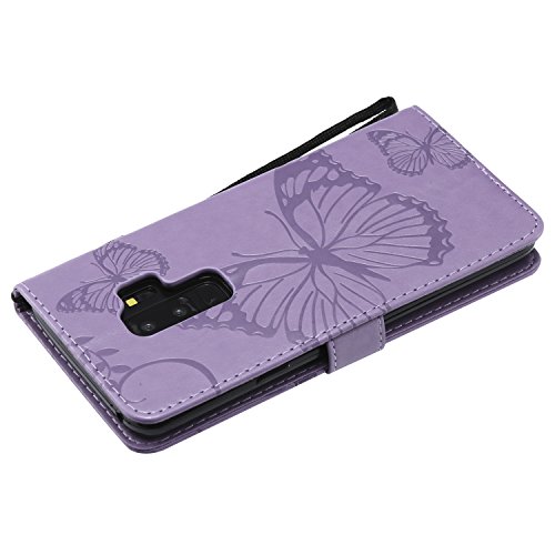 Galaxy S9 Plus Case,Galaxy S9 Plus Wallet Case,S9 Plus Case With Card Holders,Folio Flip Pu Leather Butterfly Case Cover With Card Slots Kickstand Phone Case For Samsung Galaxy S9 Plus,Light Purple #TOP4