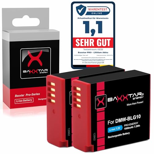 Baxxtar 2X DMW BLG10 Batería Repuesto para Panasonic DMW BLG10E DMW BLG10 1000mAh 7.2V Compatible con Panasonic Lumix DC GX9 G110 G100 TZ202 TZ101 TZ99 TZ91 GF3 GF5 GX7 GX80 LX100 II ZS70 ZS110