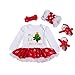 Produktbild YuanDian Baby Mädchen 4tlg Kleid Weihnachten Bekleidung Set Neugeborenes Outfit Kleinkind Weihnachtskostüm Strampler Body Kleid + Stirnband + Beinwärmer + Schuhe Babykleidung 1# Baum 0-3 Monate