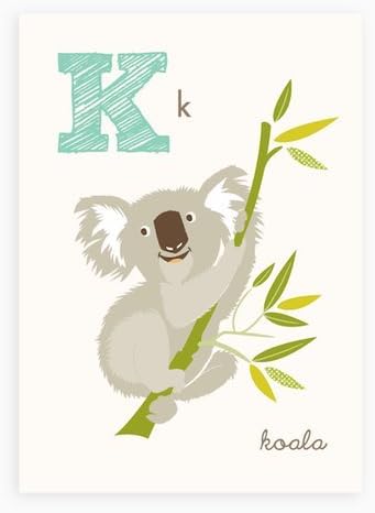 Sea Urchin Studio - K is for Koala - ABC Alphabet Wall Art for Kids