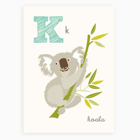 Sea Urchin Studio - K is for Koala - ABC Alphabet Wall Art for Kids