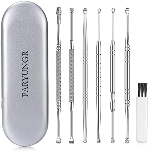 PARYUNGR Ear Pick Earwax Removal Tool Kit, Ear Cleaner Double Head Ear Spoon Set, Ear Curette Ear Wax Remover Tools with Cleaning Brush and Storage Box