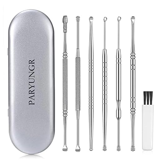 PARYUNGR Ear Pick Earwax Removal Tool Kit, Ear Cleaner Double Head Ear Spoon Set, Ear Curette Ear Wax Remover Tools with Cleaning Brush and Storage Box
