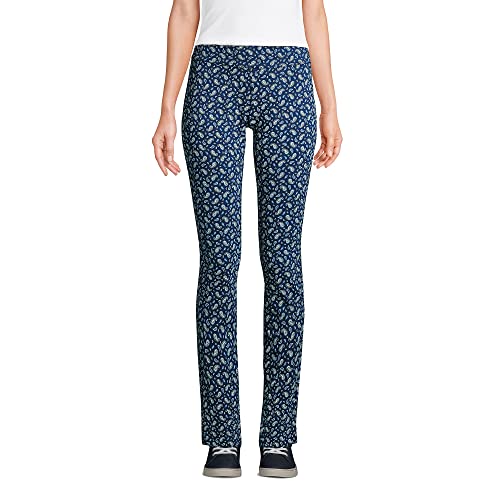 Lands' End Womens Starfish Slim Leg Pants Deep Sea Navy Geo Paisley Regular X-Small