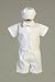 Poly Cotton Christening Short Set with Basket Weave Veast and Hat - Size XS (0-3 Months)