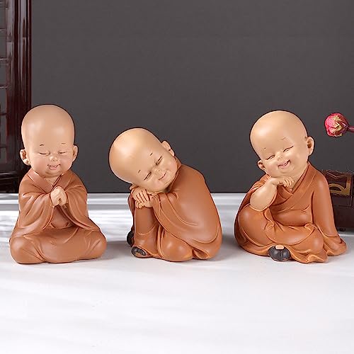 Conjunto de 3 Figuras Estatua Buda Bebé para Decoración