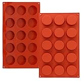FUGZAUD 2PACK Silicone Cylinder Molds,15-Cavity Round Candy Chocolate Mold, Handmade Soap Silicone Mould, for Mini Muffin, cake,Jelly, Dessert, Ice Cube