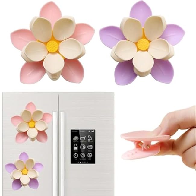 Flowers Fridge Magnets Bag Clips,2-in-1 Food Bag Clips & Fridge Magnets,Flower Refrigerator Magnets,Reusable Sealing Clip for Food Storage,Bags Snacks Sealers & Home Decor